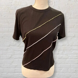 F21 Knit Top Black with Stitching on Front, Plus Size OX